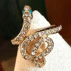 Gold Tone Crystal Snake Ring thumbnail 4