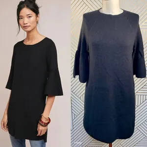 Anthropologie Moth Chester Sweater Tunic Dress Bell Sleeve Black Size‎ Small thumbnail 2