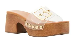 NWT Madden Girl Woodland Platform Block Heel Sandal WOOD03J1 Clear Brown 6.5M thumbnail 1