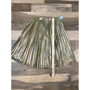 Ann Taylor Metallic Pleated Midi Skirt Size 16 Gold thumbnail 3
