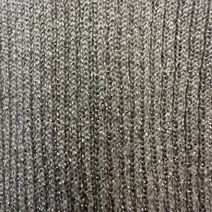August Silk Metallic Gray Knit Top Women’s‎ Sz Large Beaded V Neck 3/4 Sleeve thumbnail 3