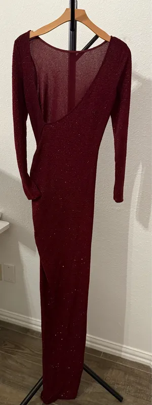 Windsor Long Sleeve Burgundy Dress (slit on left side, part of back is open) thumbnail 1