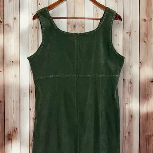 NWOT Vintage Talbots Velvet‎ Dress Size 12 Empire Waist Midi Olive Green Velour thumbnail 4