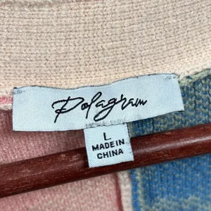Polagram Cardigan Women Large Multicolor Floral Colorblock Jacquard Knit Sweater thumbnail 7