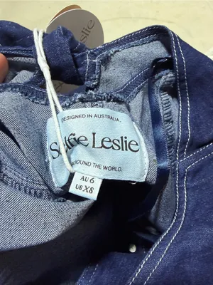 Selfie Leslie NWT Glowing halter neck Dark Blue Denim Romper XS MSRP$90 thumbnail 10