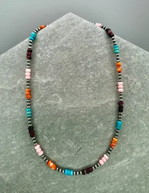 Handmade 15” Navajo Style Sterling Silver Pearls Choker thumbnail 4