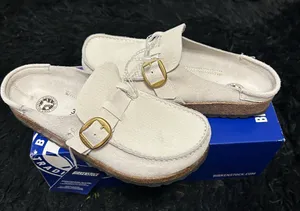 BIRKENSTOCK Buckley white leather mules clogs slip on shoes new thumbnail 1