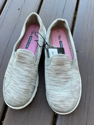 Memory Foam Slip-On Sneakers in Beige - Women's Casual Comfort thumbnail 7