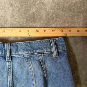Free People We The Free Blue Denim Mini Skirt Pleated Raw Hem Size 27‎ BOHO thumbnail 11