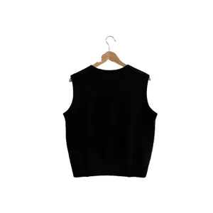 Trendy Queen Black Knit Button Down Sweater Vest Gold Buttons Preppy Medium thumbnail 3