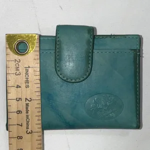 Buxton‎ Top Grain Cowhide Leather Minimalist Designer Turquoise Folding Wallet thumbnail 10