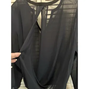 Ann Taylor Black Sheer Chiffon Long‎ Sleeve Blouse Size M Twist/Open Back thumbnail 6