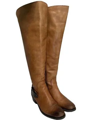 Vince Camuto Boots Womens 6 Bedina 2 Leather Tall Western Boho Buckle Brown thumbnail 1