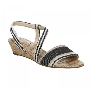 NWT Lifestride Yasmine MISMATCH PRINT Cork Wedge Sandals Natural Multi Brown 6W thumbnail 4