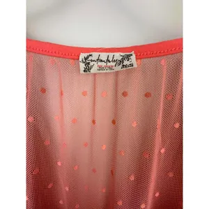 Free People Intimately Coral Blush Up Ruched Crop Sleeved Blouse - Size - Small thumbnail 4