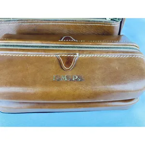 Vintage Top Grain Cowhide Leather Travel Bag Bag + Dopp Kit Leather Toiletry thumbnail 2