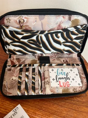 Lug Zebra Print Wristlet Wallet in Black, White & Brown thumbnail 4