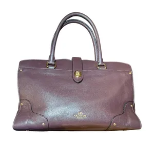 Coach Mercer 30 Satchel Plum Pebble Leather Handbag 37575 Gold Hardware thumbnail 1