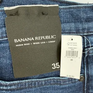Banana Republic High Rise Wide Leg Crop Denim Jeans Dark Wash Plus Size 35 NWT thumbnail 5