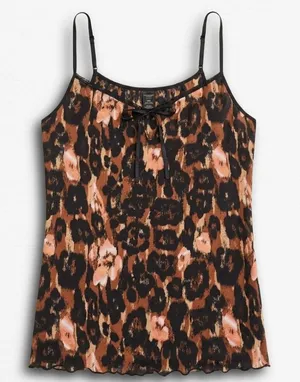 Smart & Sexy Leopard Print Camisole Top Brown Animal Print‎ Bow Detail Medium thumbnail 1
