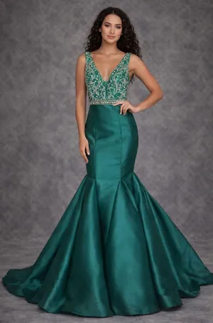 VIENNA Prom Homecoming‎ Pageant Dress Emerald Green Size 6 Mermaid Embellished thumbnail 1