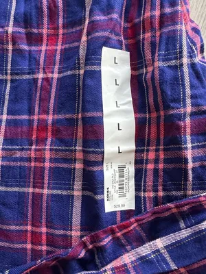 Croft & Barrow Henley Top & Rayon Pajama Bottom Set Dina Plaid Large NWT thumbnail 7
