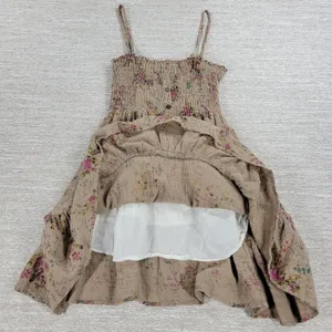 VTG Rachel & Chloe Smocked Dress Womens S Tan Floral Convertible Straps Cottage thumbnail 7