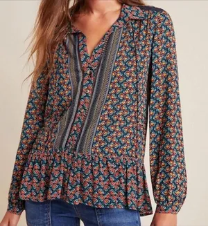 NWT Anthropologie Maeve Janie Flounced Boho Peasant Blouse thumbnail 1