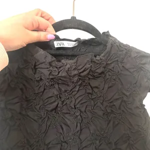 ZARA‎ Ruched High Neck Crop Top Black Small thumbnail 4