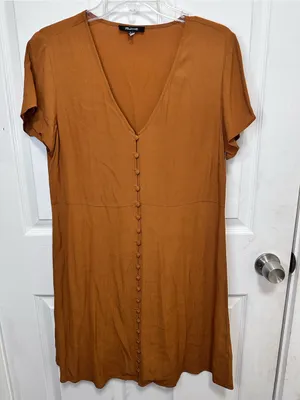 Madewell Rust-Brown V-Neck Dress thumbnail 3
