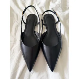 Everlane Italian Leather Pointed Slingback Flats Black Size 8.5 thumbnail 3