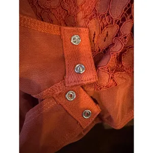Endless Rose Bodysuit Women Small Orange Lace Cutout‎ Back Long Bel Sleeve NWT thumbnail 15