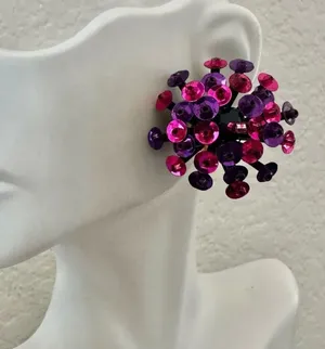 Statement Sputnik Burst Earrings – Pink & Purple Sequins thumbnail 1