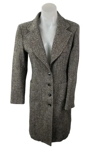 Veva Medem 100% Wool Gray Long Sleeve Notch Collar Blazer Over Coat Jacket Sz 38 thumbnail 1