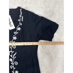 Marisol Women's Size-XL Midi Dress‎ Embroidered Dark Blue Rayon thumbnail 6