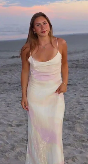 Zara maxi long satin foil effect cowl neck body on casual summer vacation dress thumbnail 3