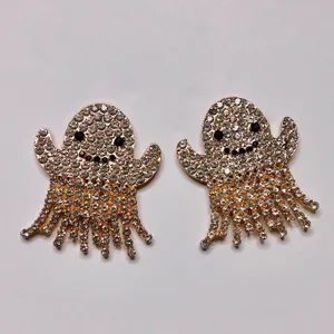 NEW Rhinestone‎ Ghost Stud Earrings Glam Halloween Spooky Spirit Embellished thumbnail 3