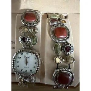 Vivian Woman's Watch & Matching Bracelet With Stone Gem Accents‎ New In Box READ thumbnail 4