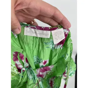 Soft‎ Surroundings Green Floral Crinkle Maxi Slip Dress Women's M/L thumbnail 6
