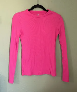 Gap Ribbed Long Sleeve Crewneck Long Sleeve Size XS Pink thumbnail 1