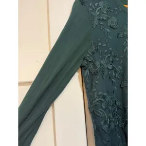 Ann Taylor Factory Teal Green Floral Embroidered Mesh Cardigan Sweater Large thumbnail 10