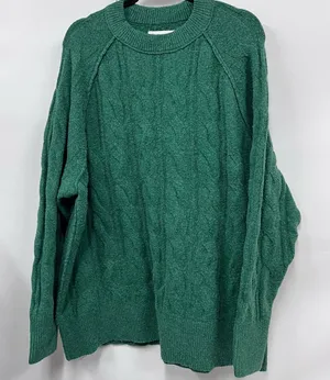Aerie oversized green cable Knit Sweater size L thumbnail 1