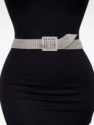 Guess Silver Crystal Rhinestone Waist Belt thumbnail 4