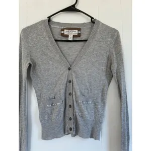 Y2K Abercrombie & Fitch Womens‎ Grey Cotton V-Neck Button Cardigan Sweater Small thumbnail 6