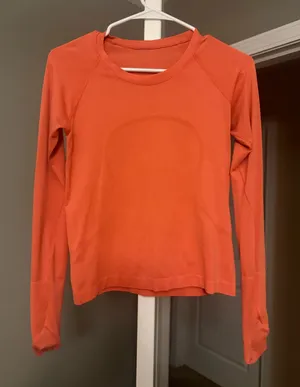 Lululemon Orange/pink long sleeve swiftly tech size 6 thumbnail 1