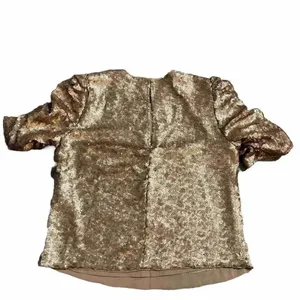Abercrombie Classic Party Top Sequin Bling Y2K Ruched Sleeve Button‎ Back XS thumbnail 2