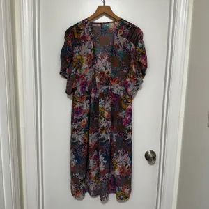 Akemi + Kin x Anthropologie | Floral V-Neck Button Front Flutter Sleeve Dress, S thumbnail 3