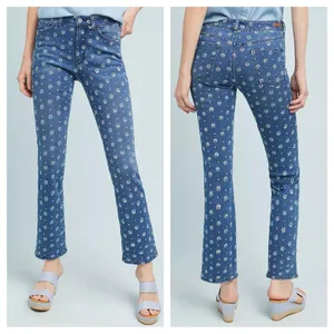 Pilcro Embroidered High-Rise Cropped‎ Starbursts Pattern Bootcut Jeans Sz 26 thumbnail 2