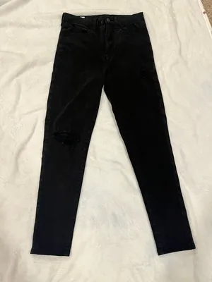 American Eagle Super Hi-Rise Jegging - Black Distressed -Size 6 thumbnail 1