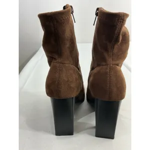 Womans Forever 21 Pull On Ankle Boots 7.5 Side Zip Block Heel Silver Accent NWOT thumbnail 6